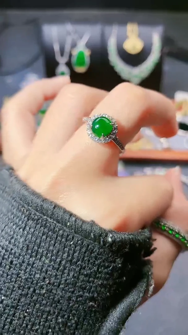 【闪购商品】翡翠戒指银S925镶嵌戒指
