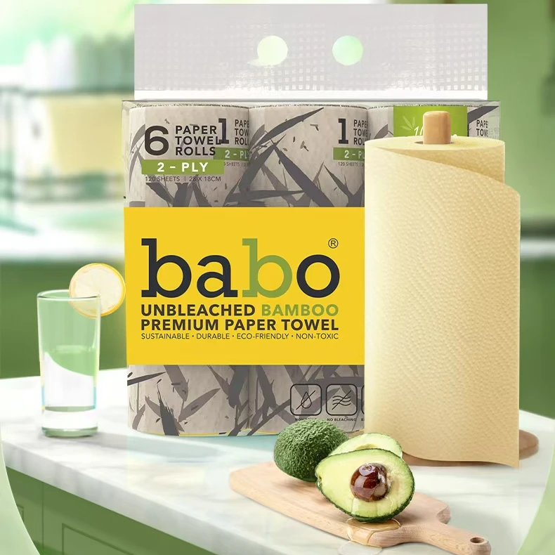 品牌授权12卷*120节加大加厚斑布厨房纸懒人抹布卷纸可接触食物