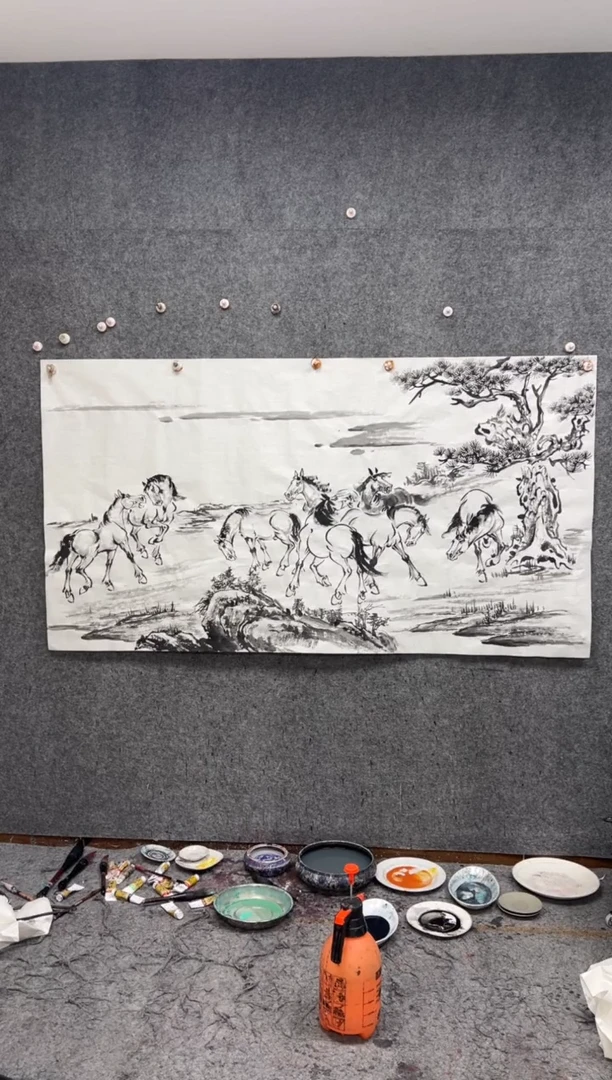 国画盛世八骏  带收藏证书