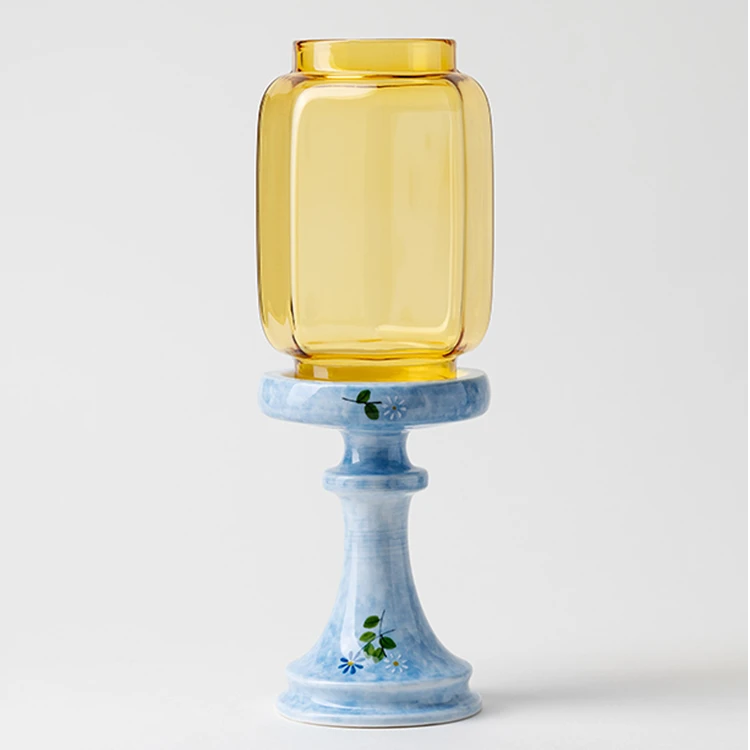 高颜值玻璃烛台防风禅意复古茶室陶瓷中式摆件香薰蜡烛玻璃罩香座