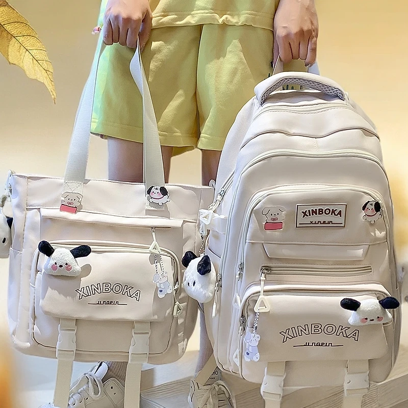 书包推荐高中生初中生女生大学生百搭两件套背包大容量双肩包6116