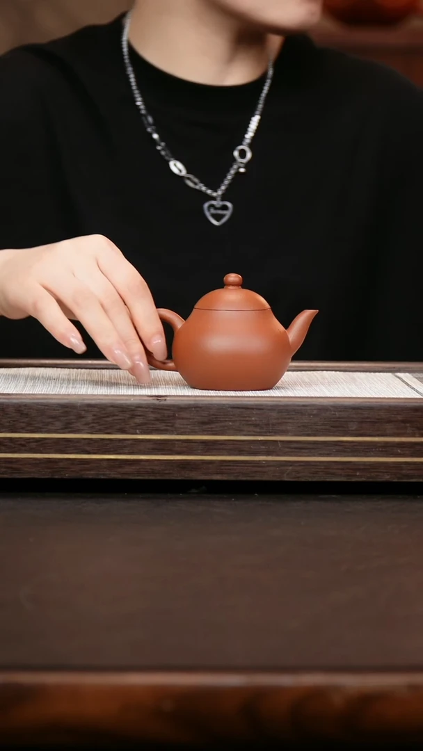 茶壶紫砂赵庄朱泥  梨形壶   全手工
