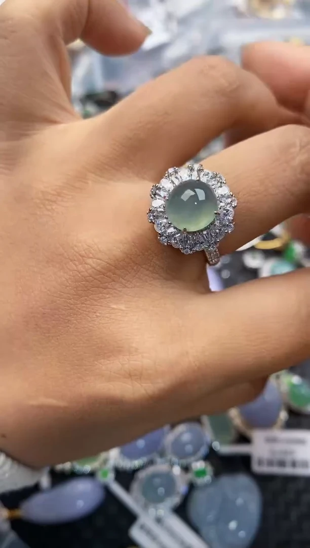 银S925镶嵌戒指翡翠555---4