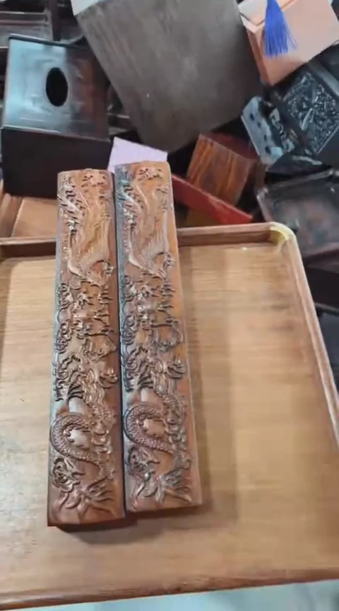 【闪购商品】香榧木HL  大号雕刻镇尺一对