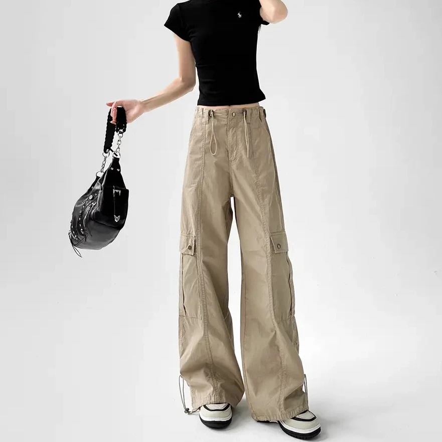 【高品质】工装裤女春夏嘻哈束脚美式复古宽松阔腿高街休闲长裤