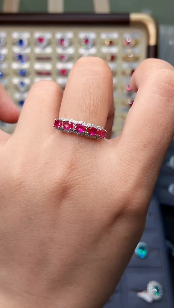 银S925镶嵌戒指红宝石00