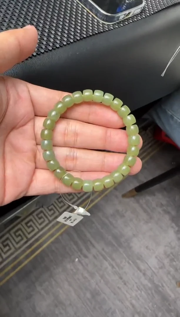 未镶嵌手串和田玉若羌黄口手串卡7X8 有裂