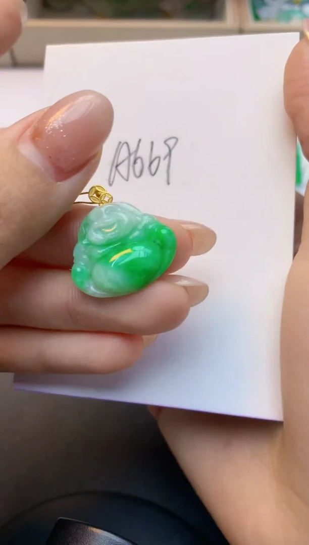 颈饰18K金镶嵌翡翠天然A货缅甸翡翠百元以上9元证书费自理