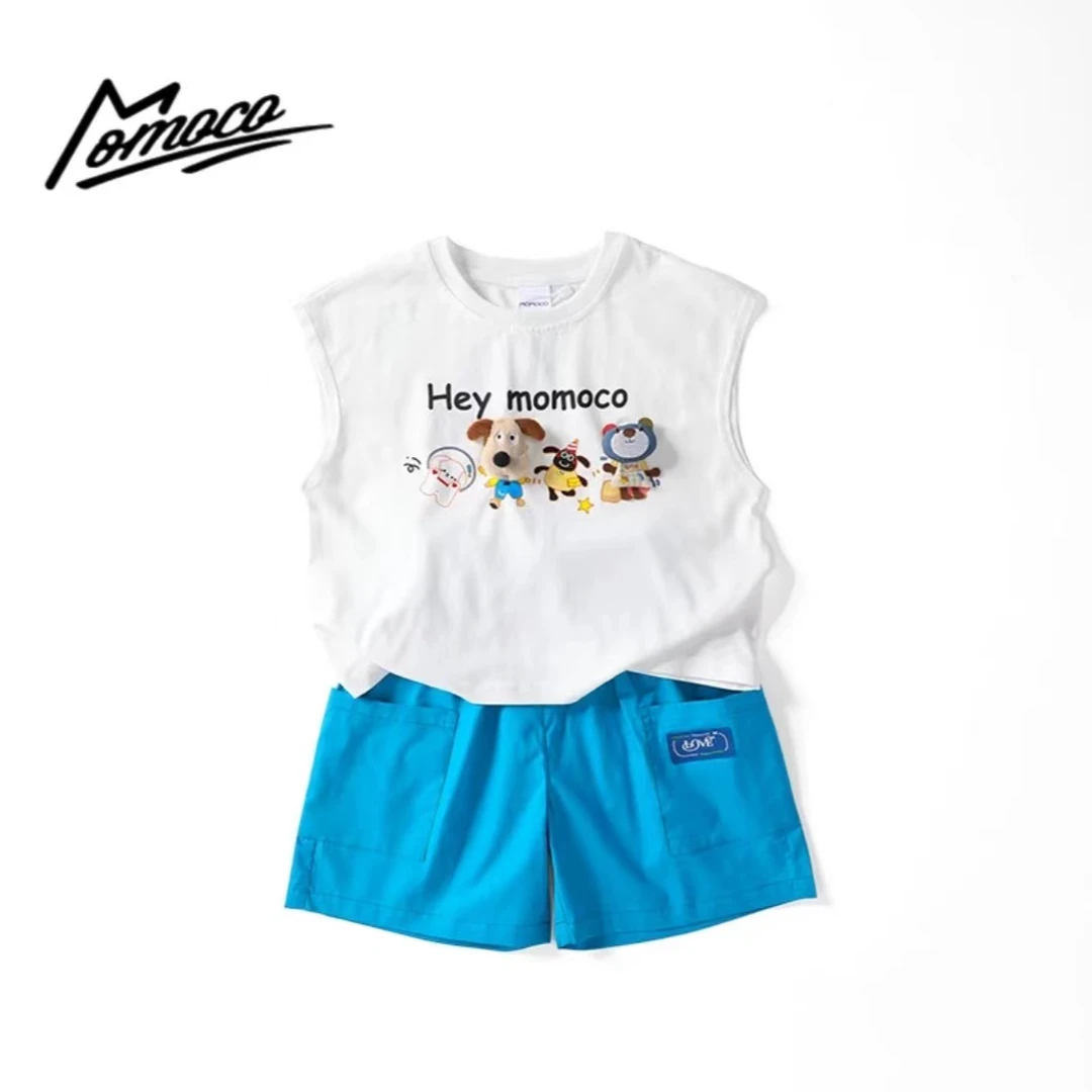 MOMOCO夏季X1儿童无袖套装立体圆领卡通动物两件套77230580035