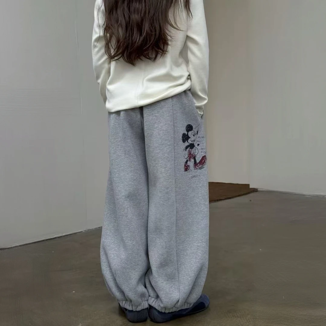 女童2025冬季新款中大童韩版时尚加绒廓腿直筒长裤255190宽松