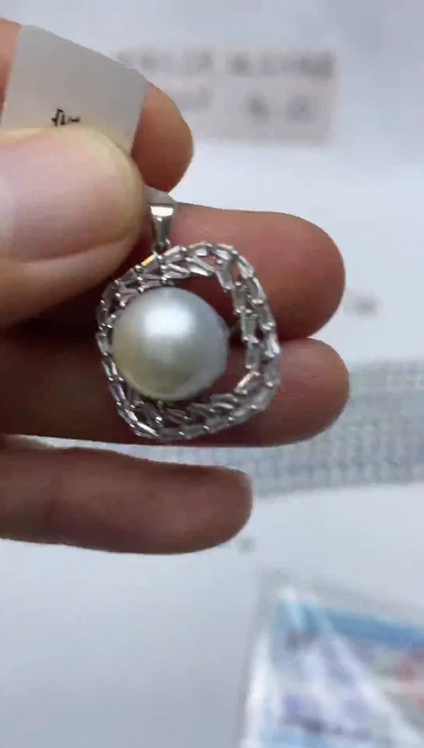 吊坠(不含链)银S925镶嵌海水珍珠12-13