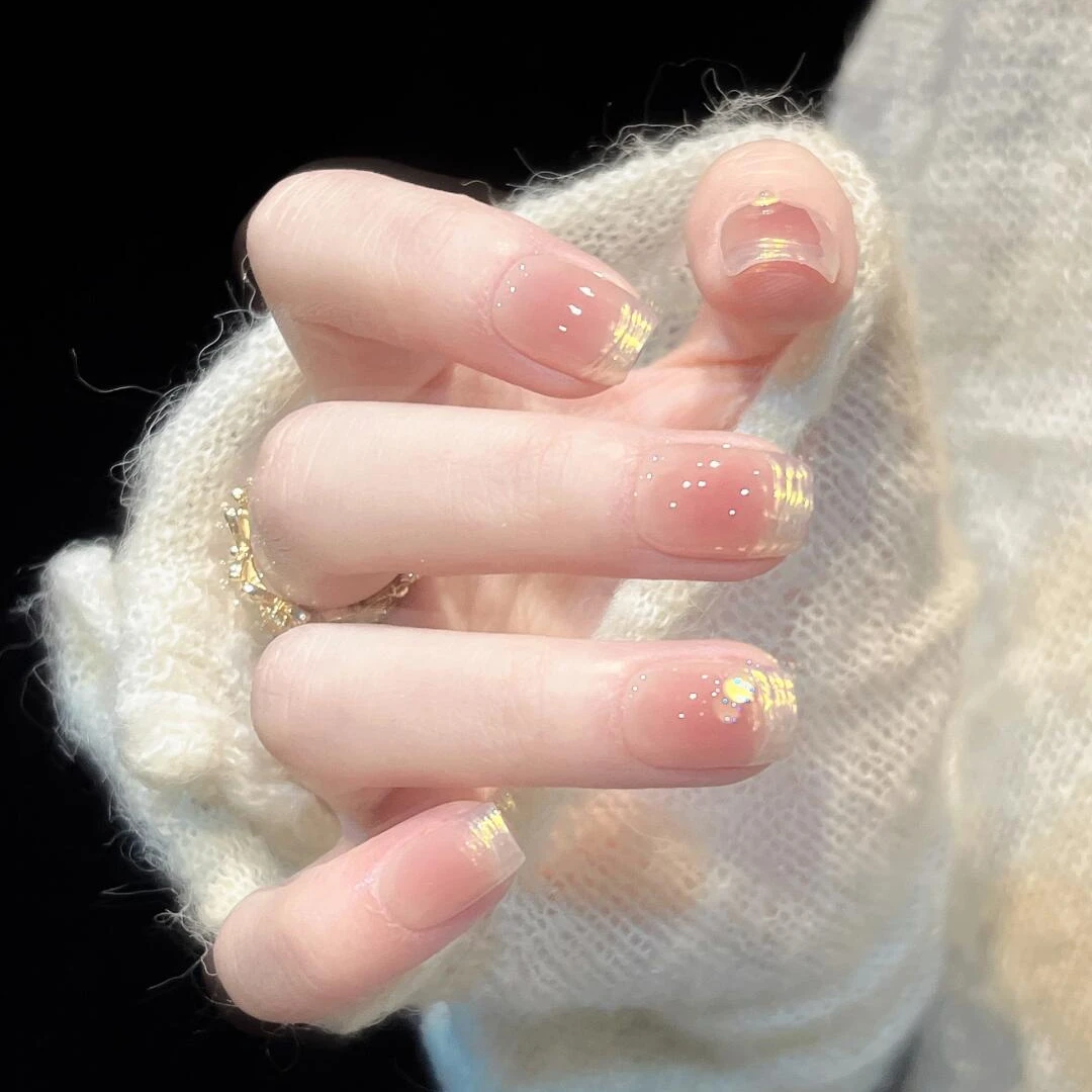 Nice SoSo【落日余晖】纯手工穿戴甲纯欲手绘法式腮红晕染简约冰透