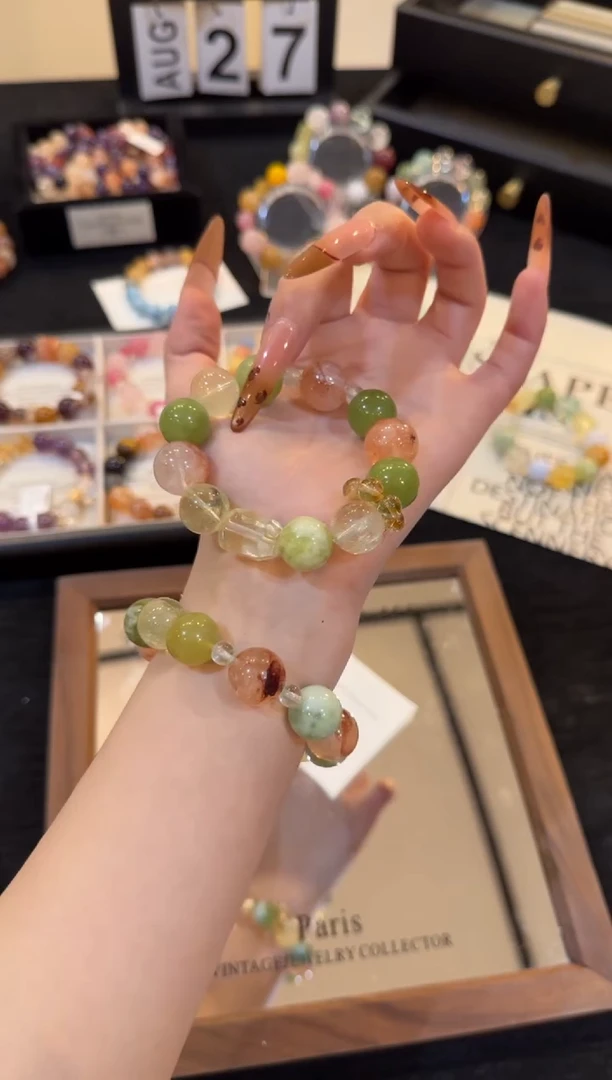 合金手链水晶黄色多宝手链3058