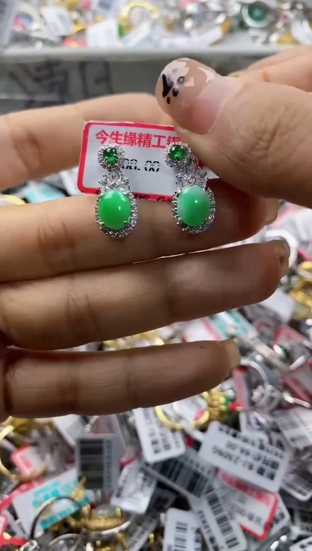 银S925镶嵌戒指翡翠555    1