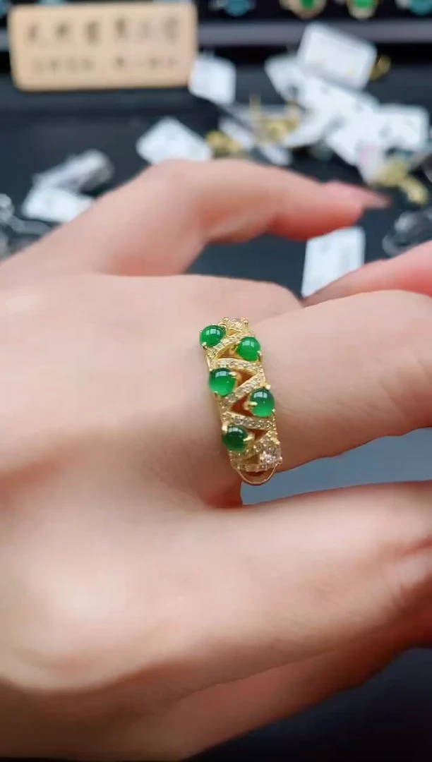 银S925镶嵌戒指翡翠1