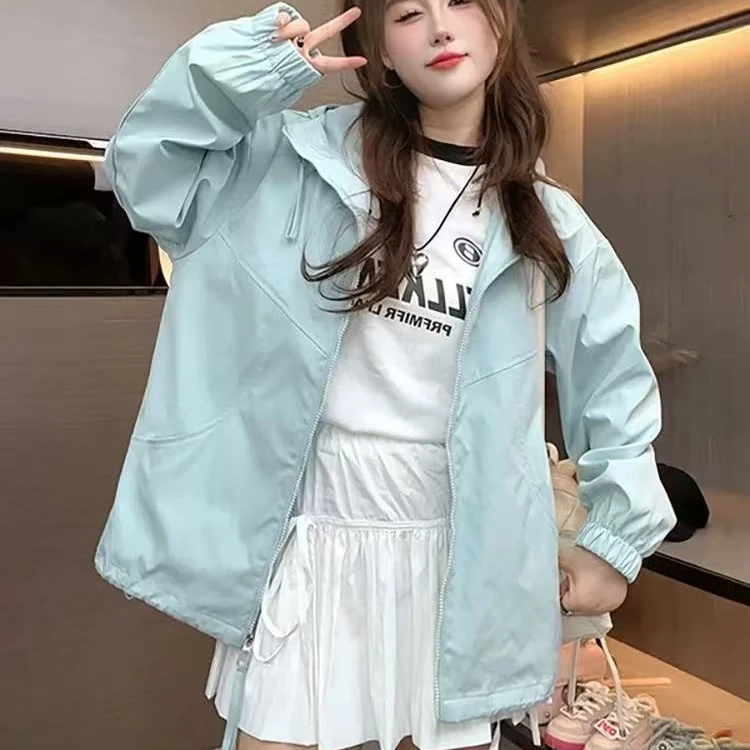 格子推荐~春季松紧系带连帽外套2502