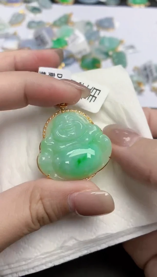 【闪购商品】翡翠颈饰18K金镶嵌天然缅甸翡翠A货