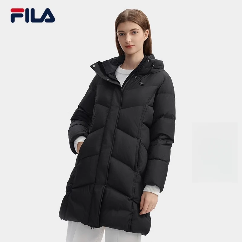Fila/斐乐【VC中长款羽绒服】 24冬款舒适保暖连帽上衣F11W443903F