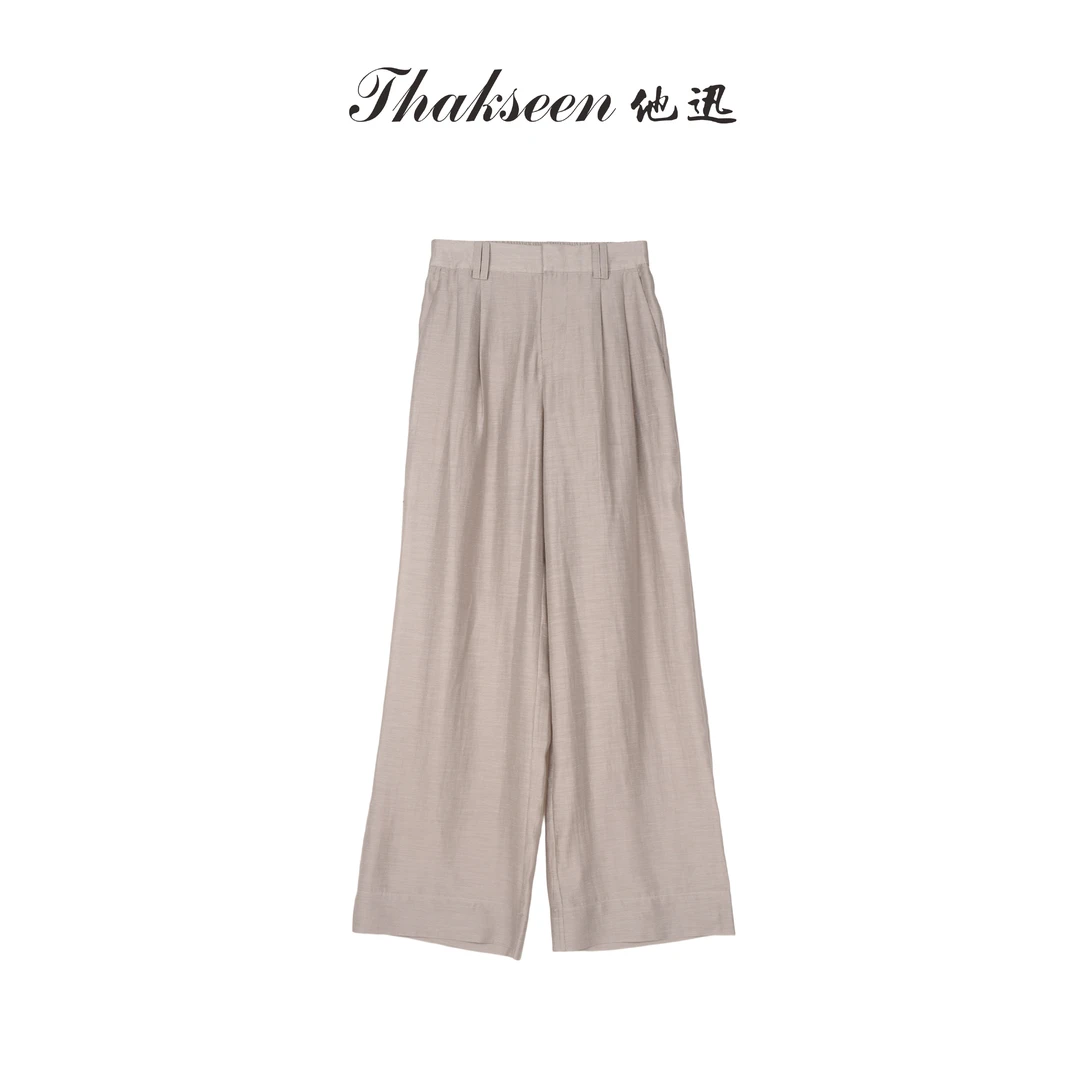 thakseen/他迅夏季简约天丝麻料醋酸垂感阔腿裤625253310118