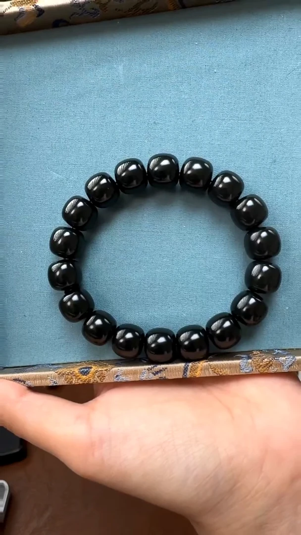 未镶嵌手链和田玉新疆和田玉塔青特细特黑卡12.6手串