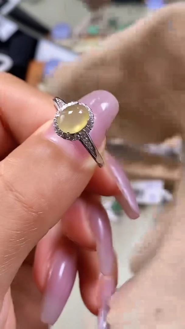 翡翠戒指银S925镶嵌6278