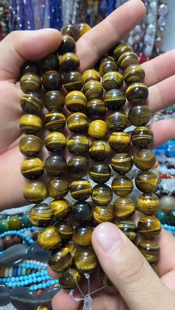 玛瑙/玉髓合金珠宝半成品黄虎眼卡14mm一条