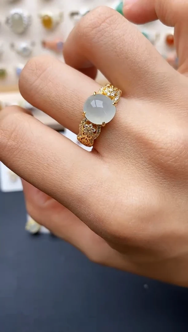 【闪购商品】翡翠戒指银S925镶嵌缅甸翡翠