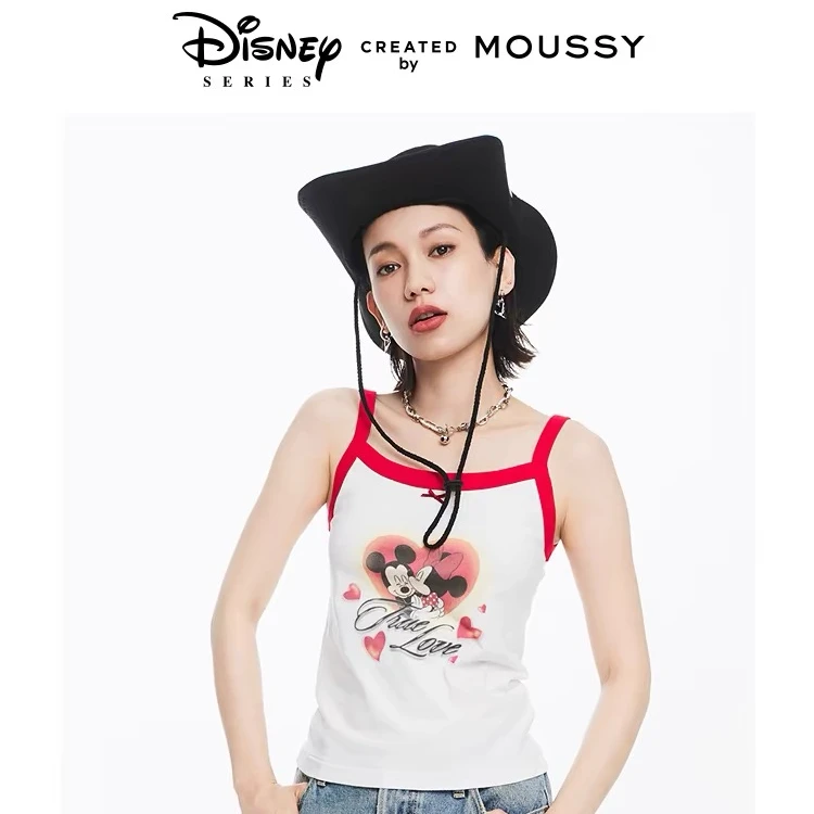 MOUSSY 2024夏季联名爱心撞色针织小吊带010HST90-0200