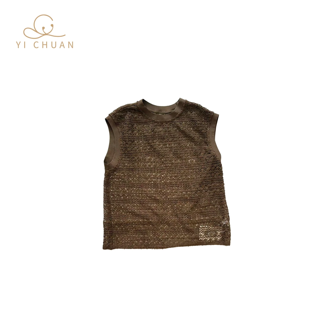 法式镂空无袖背心夏季复古设计师针织
