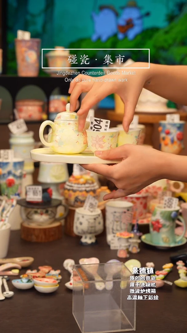 杯子604景德镇陶瓷手工手绘高温釉下彩ZJ