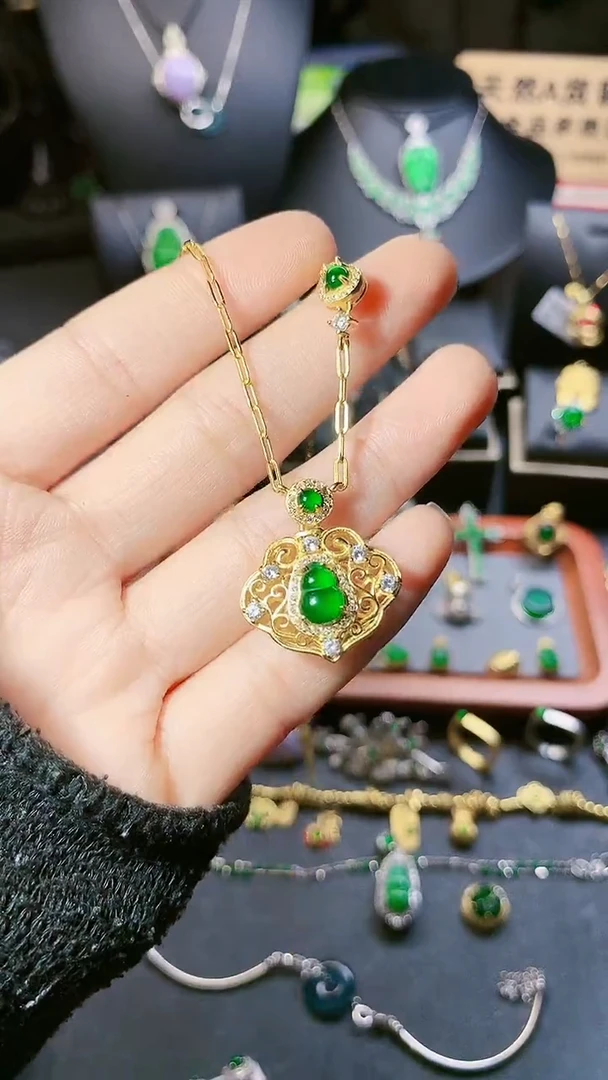 【闪购商品】翡翠项链银S925镶嵌项链