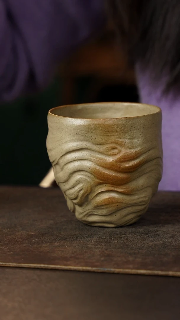 茶杯紫砂猜*哥杯研所专属 流云主人杯-大 柴烧170cc