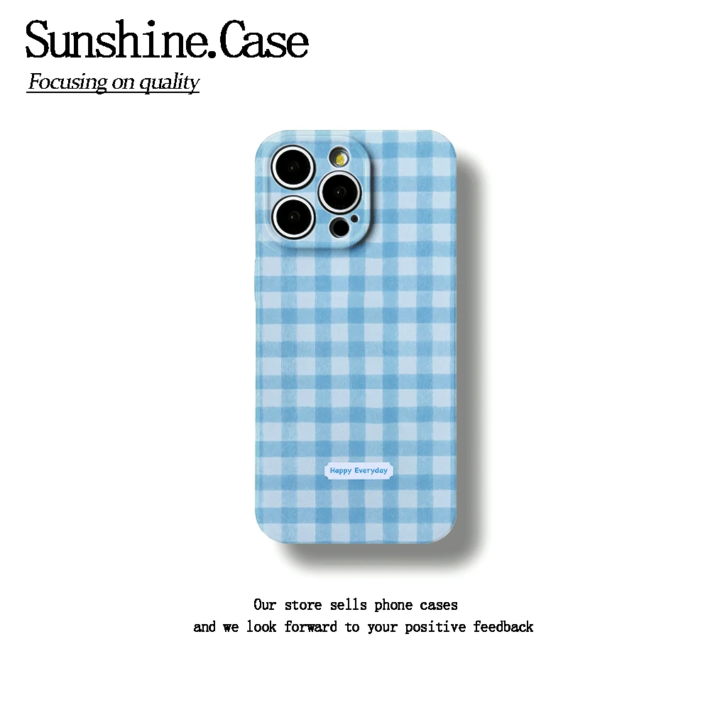 【番茄case专属】蓝色格子软壳适用苹果oppo华为vivo小米手机壳