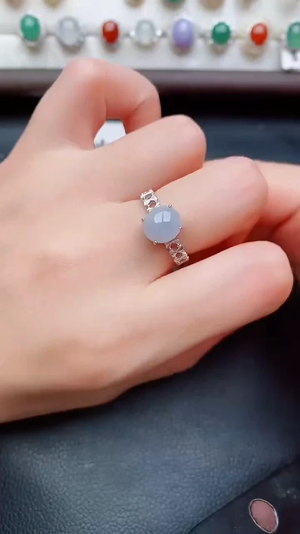 银S925镶嵌戒指翡翠...