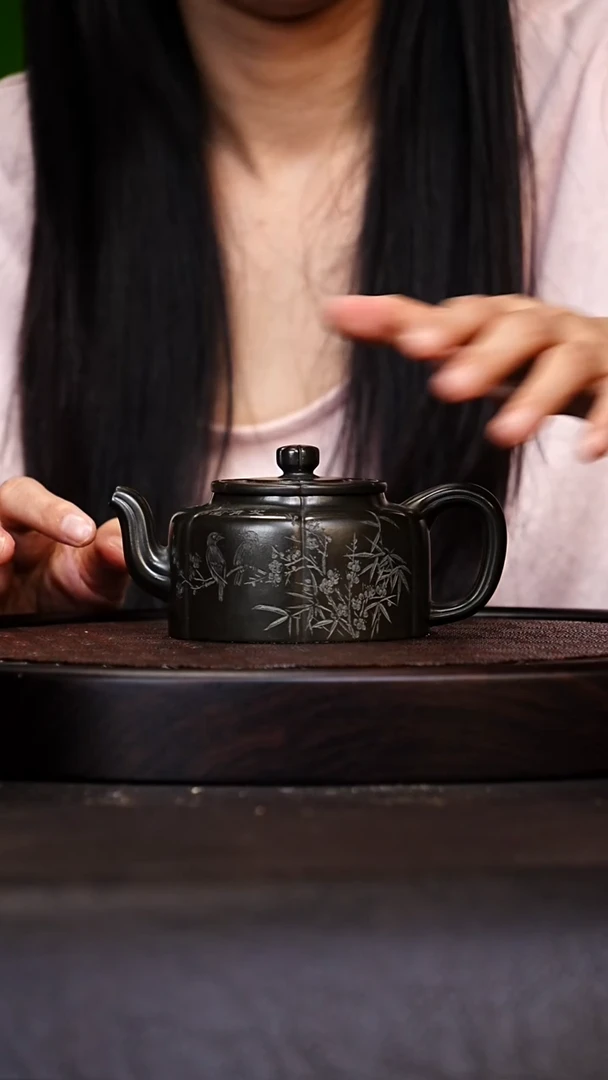 宜兴原矿高端紫砂天青朱泥320cc