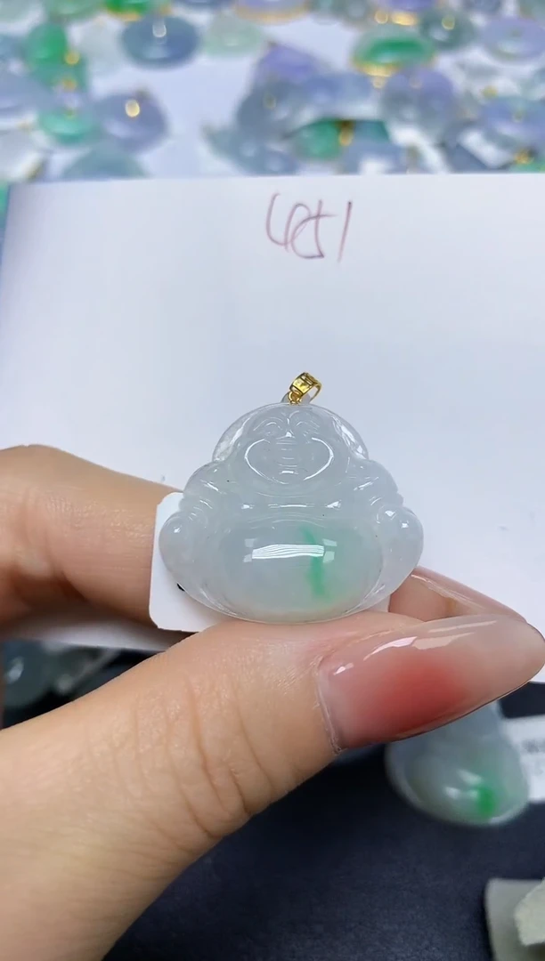 翡翠18K金镶嵌颈饰 天然缅甸翡翠A货