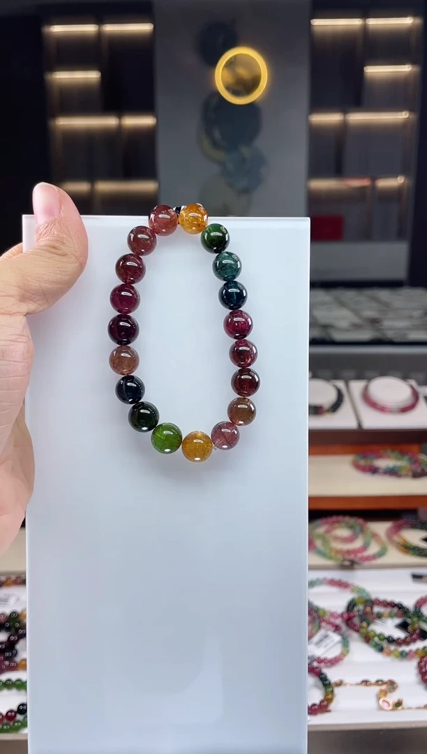 未镶嵌收藏级老矿碧玺单圈手串10mm+碧玺（多样性发一条）Q