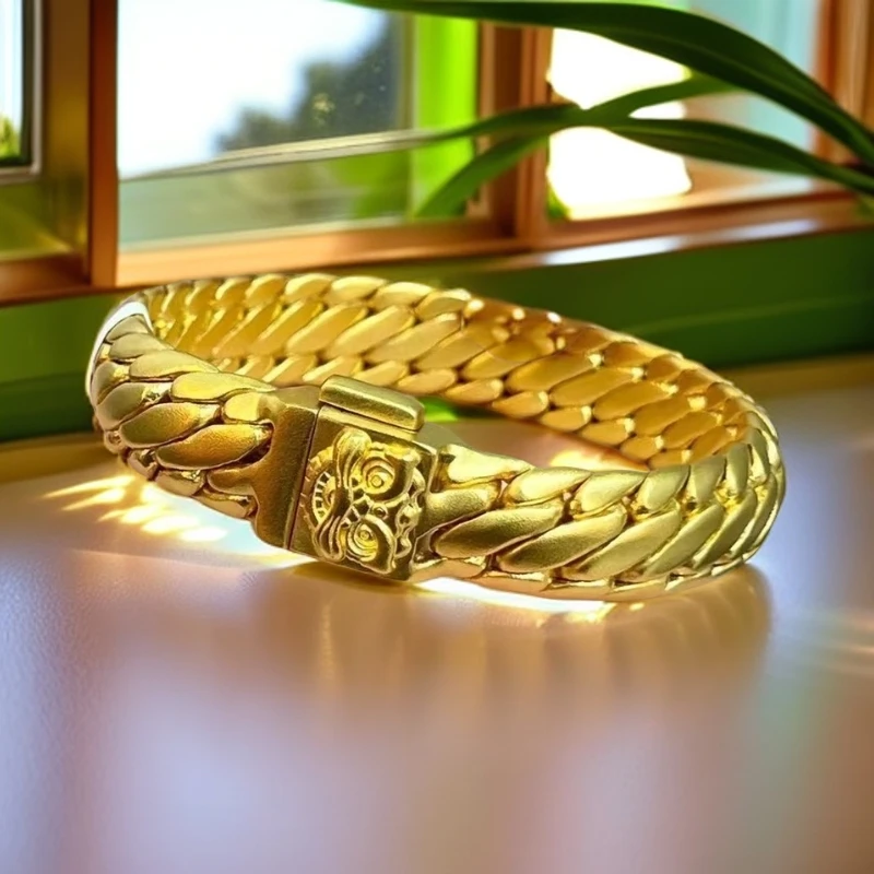 铜合金手链 三马鞭金色时尚百搭手链经典霸气龙鳞个性潮流小众