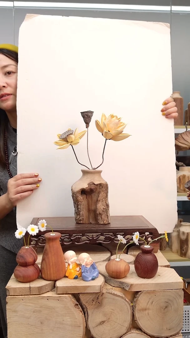 木梨木花瓶配花一套