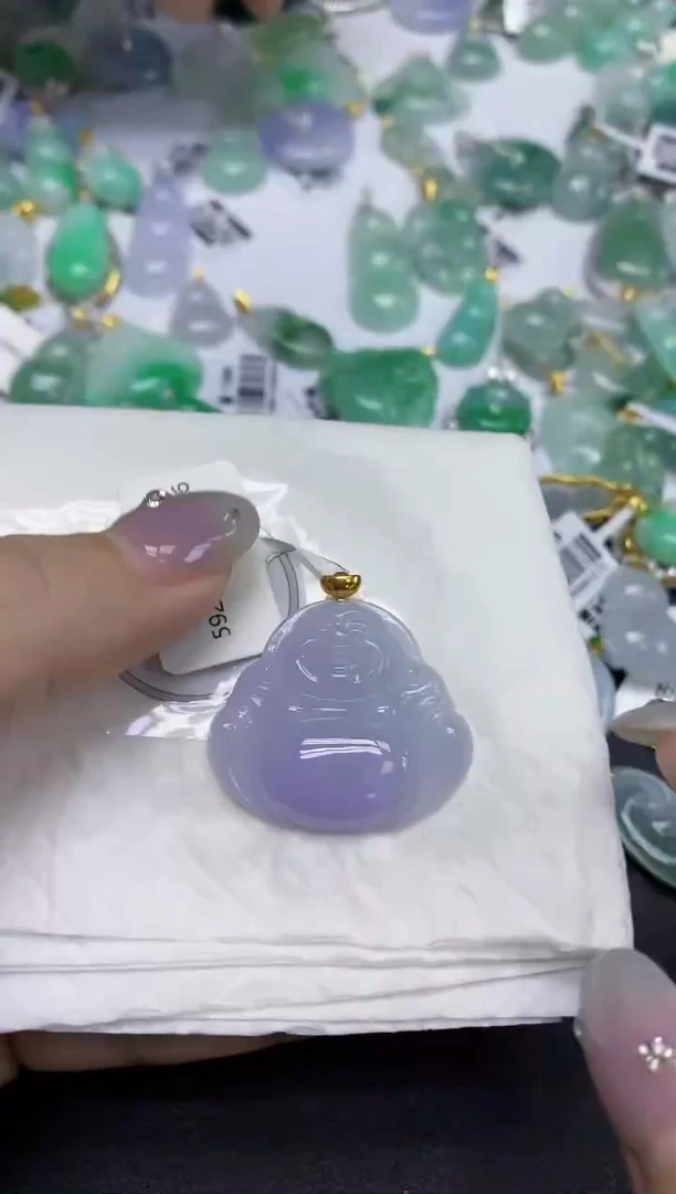 颈饰18K金镶嵌翡翠天然缅甸翡翠A货百元以上9元证书费自理