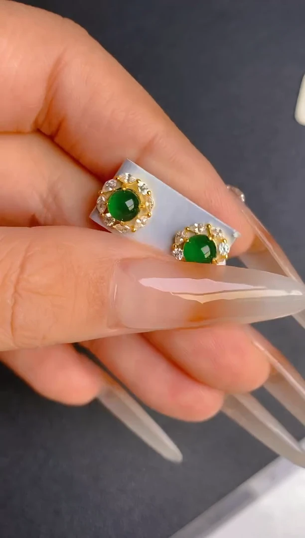 翡翠戒指银S925镶嵌天然