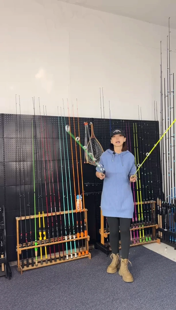 2.1m碳素5号2.25米直柄飞蝇钓绿色（不退不换）