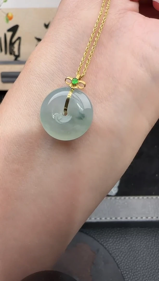 吊坠(不含链)18K金镶嵌翡翠勿拍