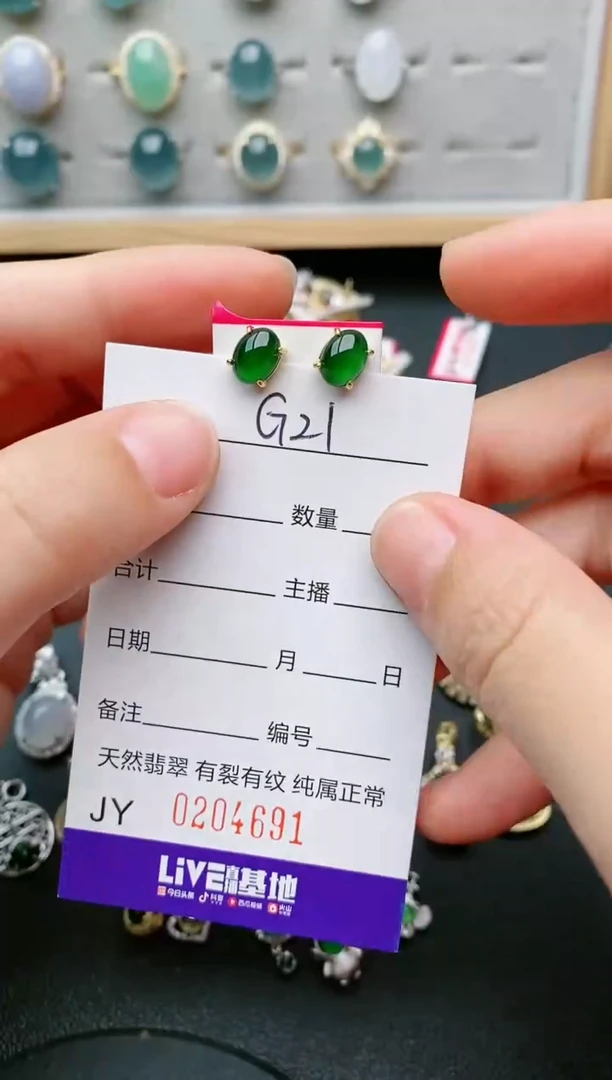 翡翠银S925镶嵌耳饰.....