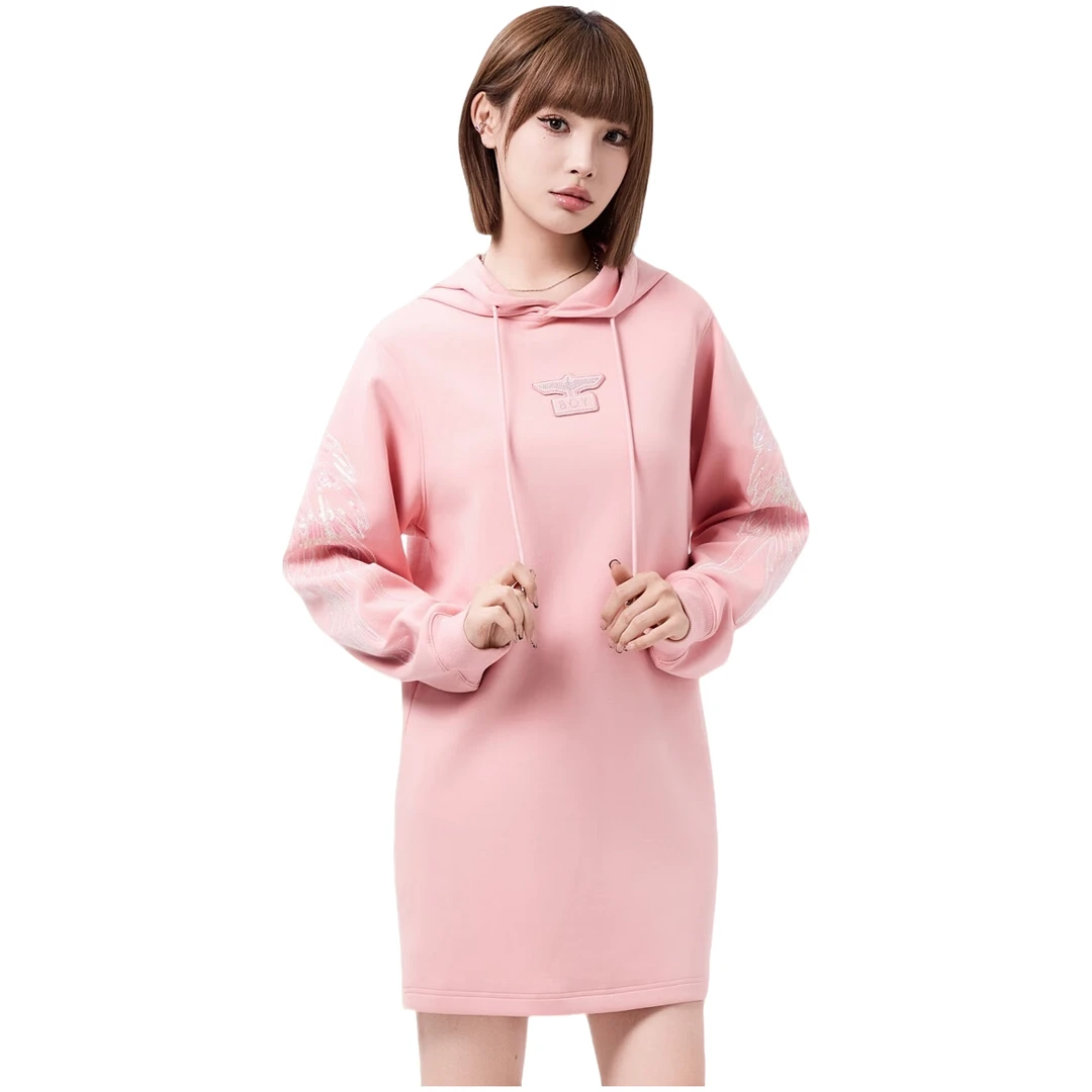 BOYLONDON秋季女爆款潮牌翅膀连帽长袖连衣裙W17907#双11好物