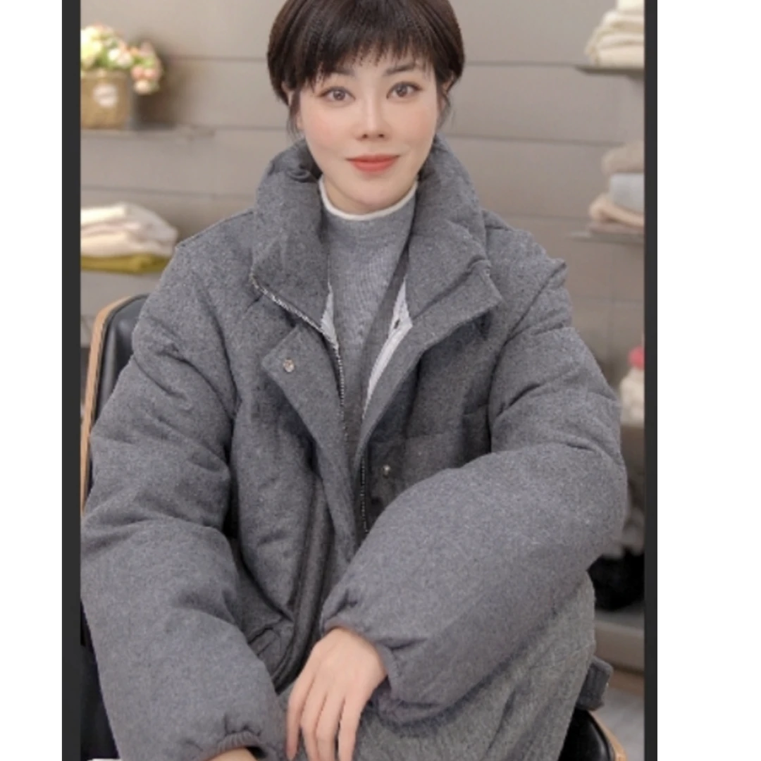(蜻蜓2）2024冬季新款加厚灰色外套短款L-071