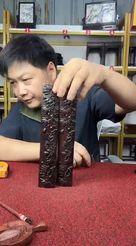 木非洲黑檀镇尺荷花镇尺25*4.2*3.4CM