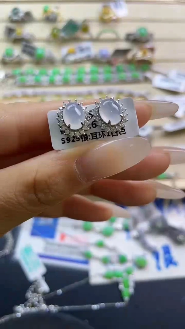 银S925镶嵌戒指翡翠翡翠 蛋面 银S925镶嵌