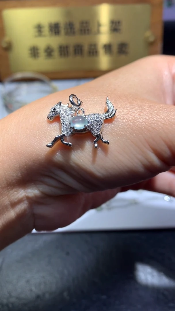 颈饰银S925镶嵌翡翠净货