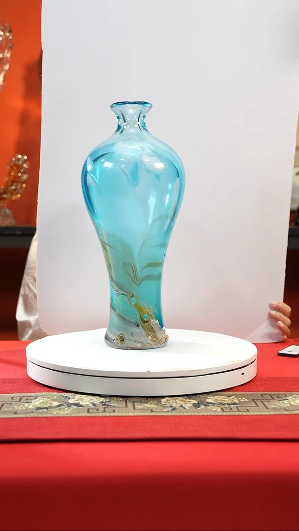 琉璃手工艺品美人瓶蓝色